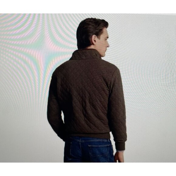 Polo Ralph Lauren Brown Heather Quilted Pullover Sweatshirt 6XB Cotton Blend Men - Picture 3 of 16